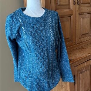 Wind River Teal Blue Cable Knit Sweater